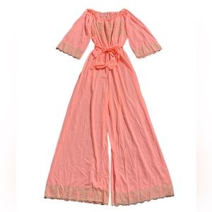 Vintage Coral Pink Nylon Jumpsuit